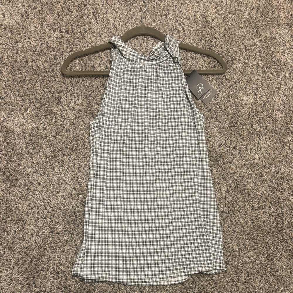 Casual Gray Gingham Halter Neck Women's Top